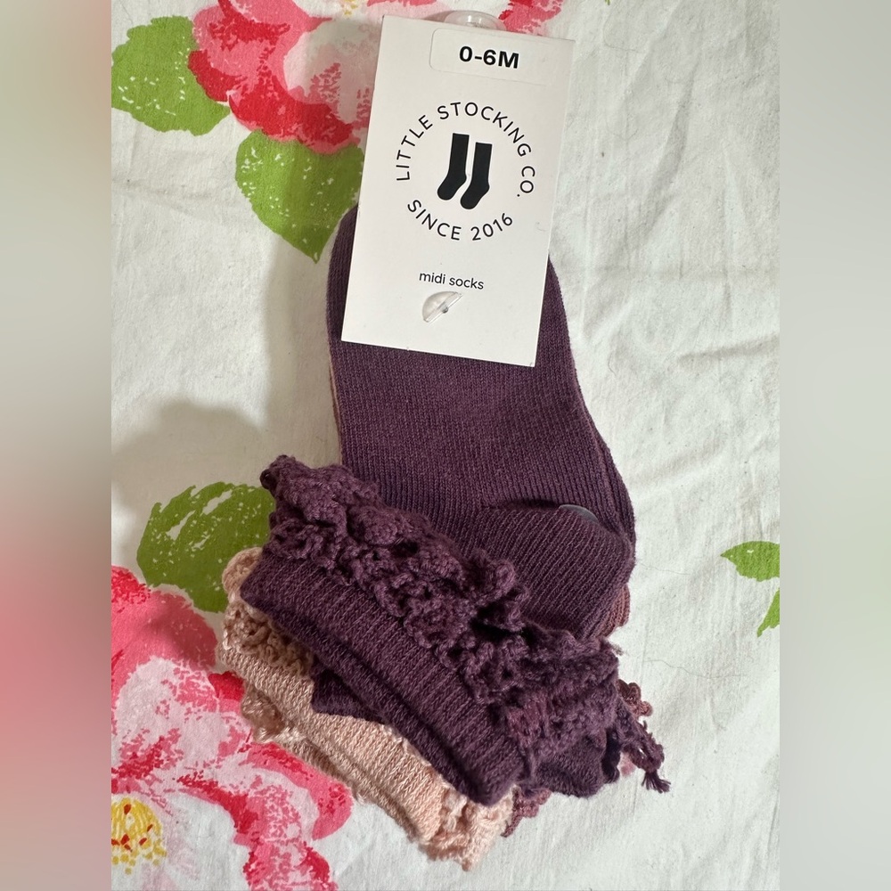 Purple and Pink Midi Socks for Kids